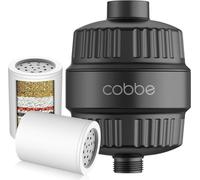 Cobbe Filtro doccia a 34 livelli con vitamina C per acqua dura, filtro anticalcare doccia con 2 cartucce filtranti per la rimozione di cloro e metalli pesanti, filtro shower nero