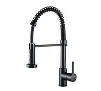Rubinetto da cucina con spruzzatore estraibile, a collo d'oca ad arco alto, rubinetto miscelatore in acciaio inossidabile monocomando (nero), KC05T023