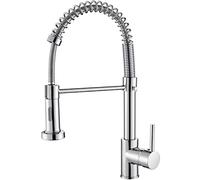 Cobbe, Rubinetto miscelatore per lavello da cucina, a molla con spruzzatore estraibile, 2 modalità di spruzzo, rubinetto da cucina ad arco alto (cromato) monocomando, KC05T021