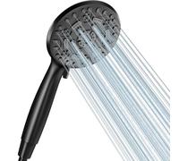 Cobbe Soffione doccia ad alta pressione con 8 modalità di spruzzo, potente soffione doccia a risparmio idrico, grande soffione universale a pioggia per bassa pressione dell'acqua, nero