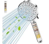 Cobbe Soffione Doccia Anticalcare, Soffione Doccia Alta Pressione Risparmio Idrico con 6 Tipi di Getto, Grande Potente Soffione Portatile （Cromo）