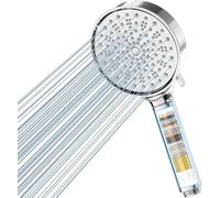 Cobbe Soffione Doccia con Filtro Anticalcare, Doccino per Doccia, Soffione Doccia Alta Pressione con 6 Tipi di Getto, Grande Potente Soffione con Filtrazione a 20 Strati (Cromo)