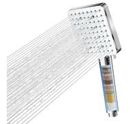 Cobbe Soffione doccia con filtro, doccetta ad alta pressione con filtrazione a 20 strati, 6 tipi di getto quadrato, soffione doccia a risparmio energetico, cromato