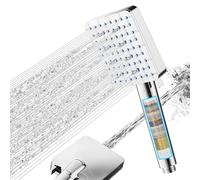 Cobbe Soffione doccia con filtro, doccetta ad alta pressione con filtrazione a 20 strati, 7 tipi di getto, soffione doccia quadrato cromato