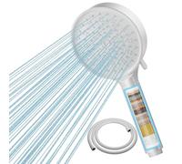 Cobbe - Soffione doccia con filtro, doccetta ad alta pressione con tubo, 6 tipi di getto, a risparmio d'acqua, con filtrazione a 20 strati, per acqua dura, residui di cloro, batteri, colore bianco