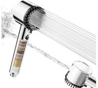 Cobbe Soffione doccia con filtro, soffione doccia ad alta pressione con filtro a 20 fasi, 5 modalità di spruzzo, potente lavaggio integrato per rimuovere il cloro, allevia il prurito cutaneo (Cromo)