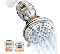 Cobbe Soffione doccia doppio filtrato, alta potenza 16+20 fasi, rimozione del 99%, filtri doccia per acqua dura, rimuove cloro e sostanze nocive, 7 modelli di spruzzo, cromato