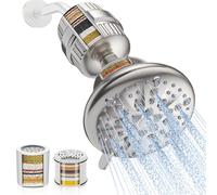 Cobbe Soffione doccia doppio filtrato, alta potenza 16+20 fasi, rimozione del 99%, filtri doccia per acqua dura, rimuove cloro e sostanze nocive, spray impostazione 7 modelli, nichel spazzolato