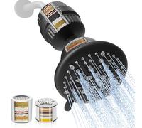 Cobbe Soffione doccia doppio filtrato, alta potenza 16+20 stadi, rimozione del 99%, filtri doccia per acqua dura, rimuove cloro e sostanze nocive, spray 7 modelli, nero