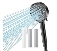 Cobbe Soffione Doccia Filtrante con Tubo Flessibile, 6 Tipi di Getto, Filtro a 20 Stadi + 2 Filtri Carbone 2.0 di Ricambio, Alta Pressione Anticalcare, Rimuove Cloro dall'Acqua Dura, Nero