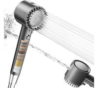 Cobbe Testina Doccia con Filtro a 20 Stadi, Doccetta Alta Pressione con 5 Modalità Getto e Tubo 1,5M. Soffione Risparmio Idrico per Acqua Dura, Eliminazione Cloro e Batteri (Grigio)