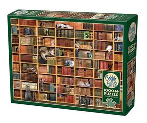 Cobble Hill 1000 Piece Puzzle - The Cat Library - Sample Poster Included