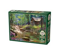 Cobble Hill 3840199 - Casetta della foresta sul ruscello, puzzle da 1000 | Include poster puzzle, per adulti e bambini, puzzle paesaggistico, casa di blocchi
