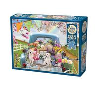Cobble Hill 3845060-Puzzle da 500 pezzi, motivo, poster per adulti e bambini dai 12 anni in su, cani, fiori, fattoria, Colore Camion in primavera, COB45060