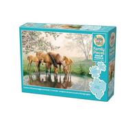 Cobble Hill 3847025-Puzzle, 350 pezzi di diverse dimensioni, incluso poster, puzzle generazionale a partire dai 9 anni in su, Colore Famiglia di cavalli, COB47025