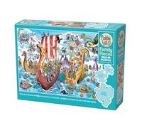 Cobble Hill 3847033-Puzzle per famiglie, 350 pezzi di diverse dimensioni, incluso poster, puzzle generazionale a partire dai 9 anni, oggetti nascosti, Colore Vichinghi pazzi, 3847033