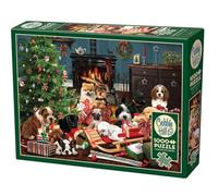 Cobble Hill - Puzzle da 1000 pezzi - Cuccioli di Natale - Poster campione incluso - Deluxe
