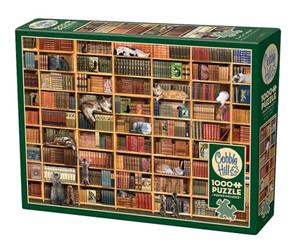 Cobble Hill - Puzzle da 1000 pezzi - La biblioteca dei gatti - Poster di esempio incluso