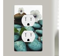 Cobblestone Zen Flowers - Placca da parete singola duplex decorativa per interruttore della luce, in plastica, decorazione per casa, camera da letto, cucina, 11,4 x 7,9 cm, dimensioni standard