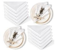 Cobedzy Confezione da 12 tovaglioli in raso, 43 x 43 cm, colore: bianco
