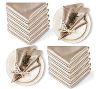 Cobedzy Confezione da 12 tovaglioli in raso, color tortora setoso tovaglioli per matrimoni lavabili in tessuto, di lusso, set di tovaglioli per compleanni, feste, cene e ristoranti, 47 x 45 cm