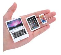 cobee 1:12 Simulazione in metallo portatile Tablet Smart Phone Mini 3 pz/set - Miniature casa delle bambole Computer Scene Simulazione Accessori mobili Bambole Casa Mobili Bambola (Bianco-3 pezzi)