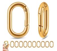 cobee 10 moschettoni in acciaio inox, colore nero, con moschettone ovale, resistenti, per borse, collari per animali domestici, campeggio, escursionismo (dorato)