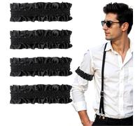 cobee 2 paia di giarrettiere da uomo, reggicalze ruggenti anni '20, decorazioni per feste, reggicalze elastiche in pizzo nero, accessori da uomo per donne decorazioni per feste, nero, Large