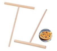 cobee 2 spatole in legno per crepe, spatola, pancake, pastella, strumento a forma di T, per tortilla, gusci piatti, roti, galette, utensili rotondi per pasticceria alimentare