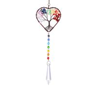 cobee Acchiappasole a Forma di Cuore Arcobaleno, Cristallo Albero della Vita Acchiappasole Ornamento da Appendere Chakra Pietre Finestra Sfera di Cristallo Ciondolo Prisma Giardino Home Car Decor