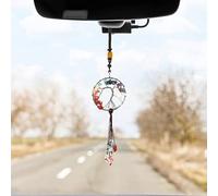 Cobee Albero della Vita Ornamento da Appendere per Specchietto Retrovisore Auto, 7 Pietre Chakra, Ciondolo in Pietra di Cristallo Curativo nterni Auto Reiki Buona Fortuna(Colore Arcobaleno) (A)