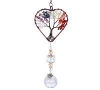 cobee Attrape soleil en cristal arc en ciel, arbre de vie Attrape soleil en forme de cœur Ornement à suspendre Chakra Pierres Fenêtre Boule de cristal Prisme Pendentif Jardin Maison Décoration