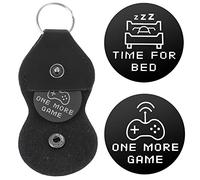 cobee Divertente moneta a scatto Destiny, monetina da gioco su entrambi i lati, con portachiavi in pelle in acciaio inox, idea regalo per fidanzato e fidanzata, nero, 3x3x0.14cm/1.18x1.18x0.05inch