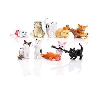 cobee Figurine di Gatti Carini, 10 Pezzi Realistici Mini Gatti Figure di Gattino Cake Topper Set di Giocattoli Animali Gatti in Miniatura Ornamento di Gatti per la Decorazione del Giardino
