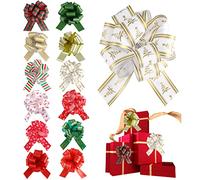 Cobee Fiocchi Natalizi per Confezioni Regalo, 12 Fiocchi Grandi 4,7 Pollici Fiocchi Natalizi Decorativi per Natale Capodanno Cesto Decorazione Cestino Accessorio Bouquet Vacanze