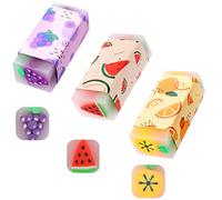 Cobee Gomme di frutta 3Pcs, gommini colorati morbidi della matita sveglia, gommini di Kawaii per la cancelleria dello studente dei bambini, gomma per i rifornimenti dell'ufficio della scuola
