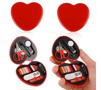 Cobee Kit da cucito, 2 pezzi, mini kit da cucito per accessori da viaggio, portatile, fai da te, per riparazioni di emergenza, cucito a forma di cuore, con aghi, bottoni, spilli, filo e forbici