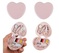 Cobee Kit da Cucito Portatile - 2 Pezzi Mini Kit per Riparazioni di Emergenza e Fai da Te - Custodia a Forma di Cuore con Aghi, Bottoni, Spilli - Essenziale per Viaggi