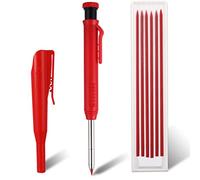 Cobee Matite meccaniche da carpentiere con 6 ricariche, matite da carpentiere solide con temperamatite incorporato per la lavorazione del legno con fori profondi per creare matite automatiche(rosso)