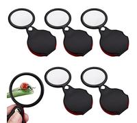 Cobee Mini Lente d'Ingrandimento da 5 Pezzi, Lente d'Ingrandimento Tascabile 10x Pieghevole con Custodia Protettiva Girevole per Lettura, Lettura di Caratteri Piccoli e Hobbisti, 2,16 Pollici