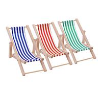 Cobee Mini Sedia Pieghevole per Casa delle Bambole, 3 Pezzi Sedia da Spiaggia in Miniatura in Legno Sedia a Sdraio per Casa delle Bambole Arredamento per Mobili Mini Accessori da Giardino Bomboniera