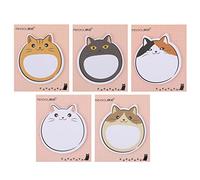 Cobee Note Adesive Per Gatti, Confezione da 5 Note Autoadesive con Animali Kawaii Cartoni Animati Gatti Autoadesive Pennarelli Bandiere Studenti Casa Ufficio Compagni di Stanza E Regali, 150 Fogli