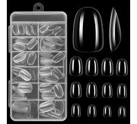 cobee Press on Nails, 120 pezzi PMMA Clear Nail Tips a mandorla Tips per unghie artificiali corte ovali rotonde per estensioni delle unghie finte a copertura totale con scatola,10 dimensioni