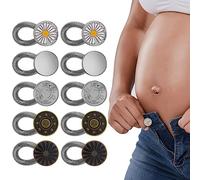 cobee Prolunghe per Bottoni di Stoffa, 10 Pezzi Prolunghe per Pantaloni in Vita Regolabili Prolunghe per Collo in Metallo Senza Bottoni da Cucire per Estensione del Colletto della Camicia di Jeans