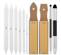 Cobee Set di 10 pennelli per carta da disegno, diversi tipi di spazzola, per disegnare, sfumare, tortillioni, estompen, carta da schizzo, strumenti da disegno per pulire correggere arte schizzo