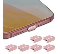 cobee Set di 6 Tappi Antipolvere Tipo C, in Lega di Alluminio, con USB C, Protezione Anti-Polvere, per Porta di Ricarica, Tappo Antipolvere in Metallo, per Smartphone, Laptop (Oro Rosa)