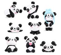 cobee Set di 8 decorazioni per torte con panda, decorazioni per torte di compleanno, mini panda, ornamento in miniatura, buon compleanno, baby shower, feste, cupcake, artigianato, panda