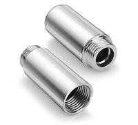 cobee Tubo di prolunga per soffione doccia, 2 pezzi in acciaio inox, braccio di prolunga per doccia dritto, tubo extra per soffione fisso (6 x 2,5 cm)