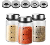 Cobenga 3 pezzi saliera e pepiera, barattoli per spezie da 150 ml con coperchi shaker, contenitori trasparenti per spezie con fori di versamento regolabili,bottiglie per spezie in acciaio inossidabile