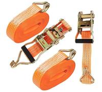 Cobenga Confezione da 2 cinghie di ancoraggio a cricchetto 5 cm x 6 m, resistentissime, resistenza alla rottura di 5000 kg, cinghie di fissaggio con maniglia e gancio a J in metallo